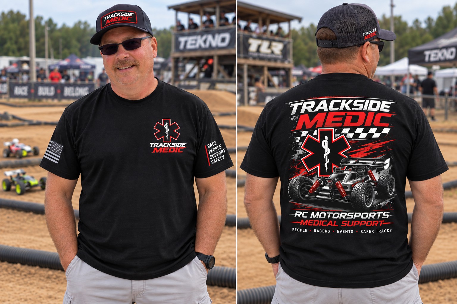 Trackside Medic apparel at an RC track